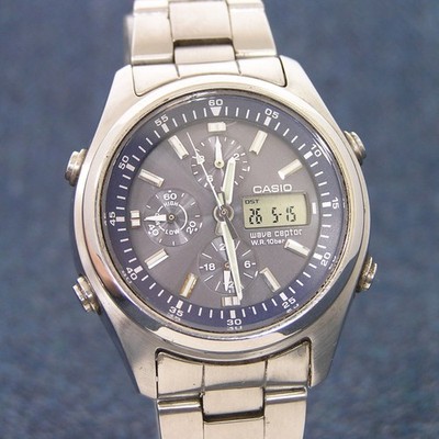 Casio WVQ-500DJ 00s Retro Solar Wave Ceptor Ana Digi Uhr Japan Importiert Silber