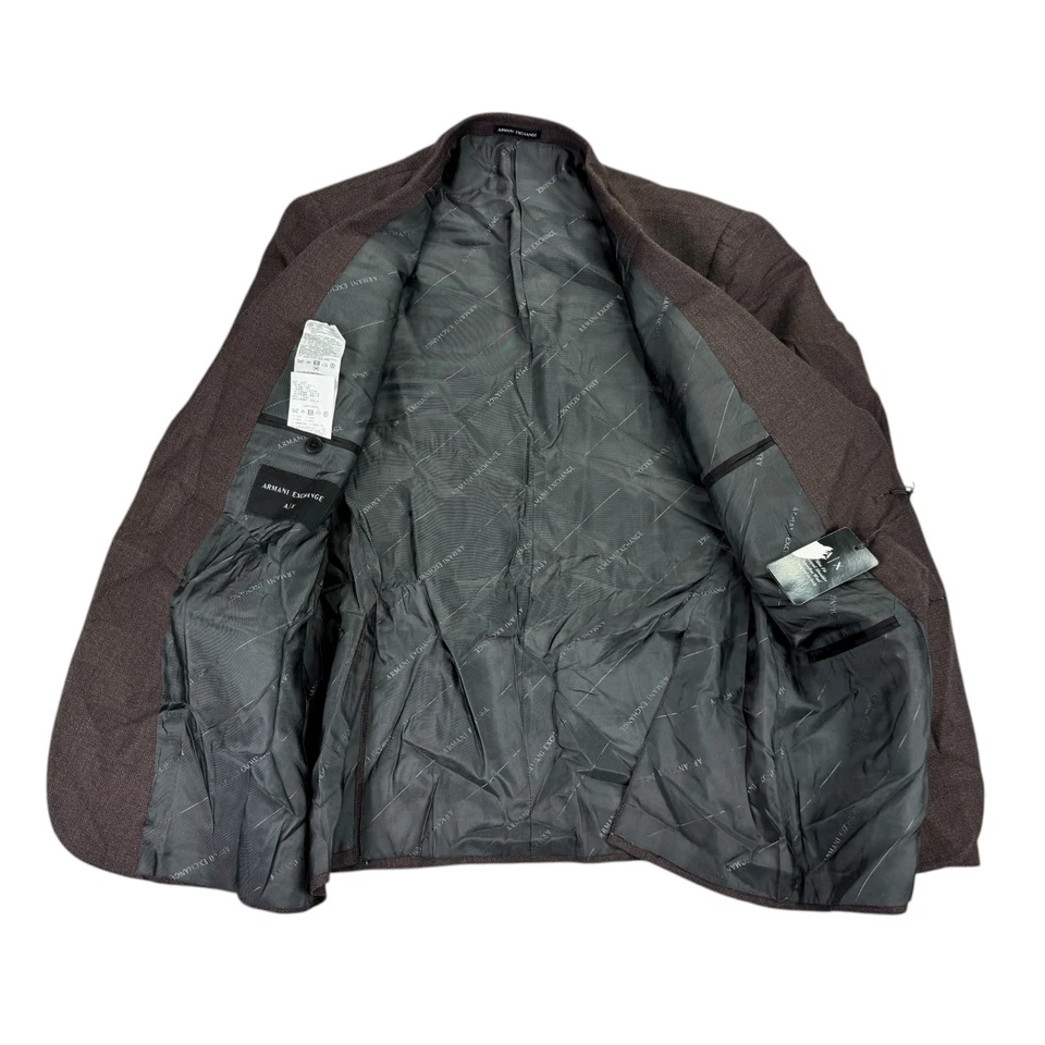 Armani Exchange Mens Slim Fit Wool Blazer Sport Coat Brown 42R - Image 2 of 4