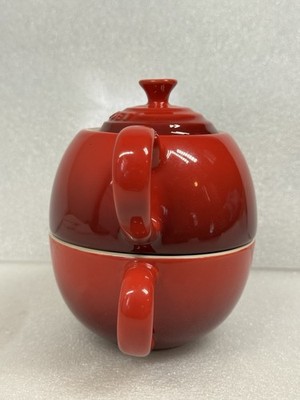 Red Le Creuset Tea for One Set - Tea Pot and Cup Cerise Red