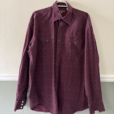 Vintage Men  s Panhandle Purple Slim Long Sleeve Pearl Snap Shirt Size XL