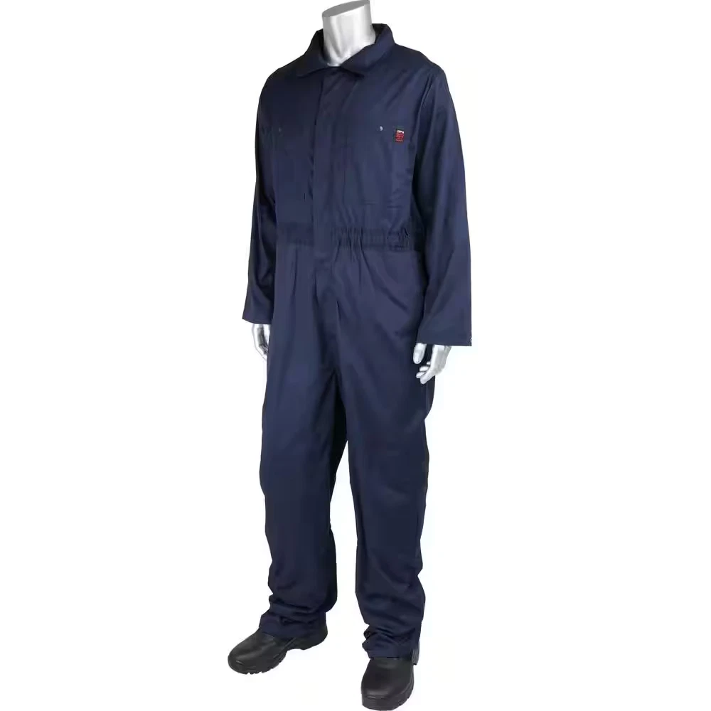 Men'S Large Navy Cotton AR/FR Dual Certified Economy Coveralls with 6-Pockets an image 7
