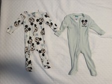 Lot of 2 Disney Baby Mickey Mouse Footed Pajamas One Piece 3-6 months