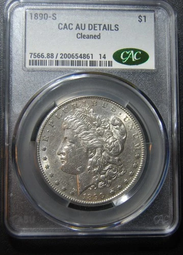 1890 s Morgan Silver Dollar - CAC AU Details