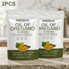 2-Pack Resilia Oregano Oil 6000mg with Black Seed Oil, High Carvacrol