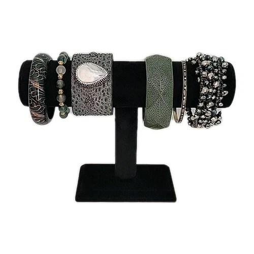 1 Bakelite? Vintage To Modern Dark Green Tone Jewelry Bracelet Lot Of 6