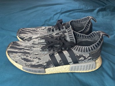 Adidas NMD R1 Primeknit Grey Three Sneakers Mens 11 Black Gray Lace Up Shoes