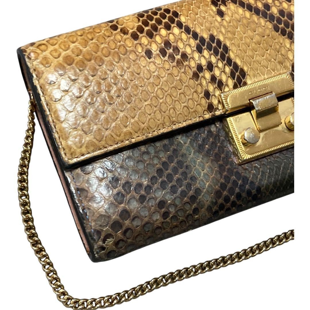 Gucci Chain Wallet 2‑Way Python Pattern Leather B… - image 2