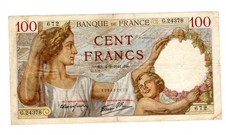 France Billet 100 FRANCS 4/9/1941 SULLY G.24378 672 BON ETAT