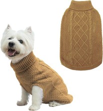 Dog Jumper Turtleneck Cable Knit Sweater Winter Coat Small Medium Large