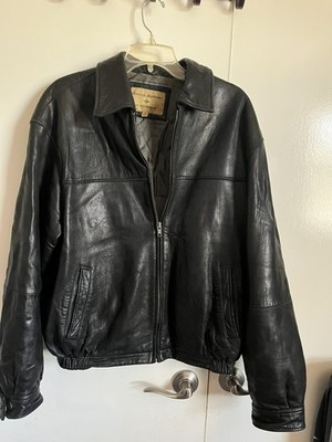 Boston Harbour Vintage Y2K Leather Bomber Jacket Medium Mens Black Aviator