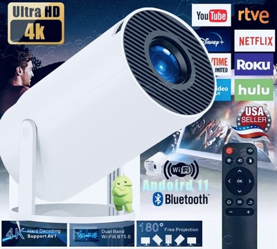 Molina HG Mini Portable Projector Pro, WIFI 6 & BT 5.0, 4K Android Built in apps