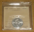 ICCS MS65 - Canada 1991 Quarter Uncirculated Gem Business Strike 25 Cents