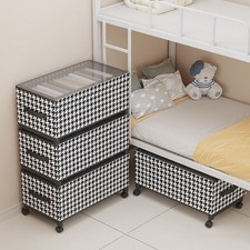 Non Woven Clothes Storage Box with Wheels Mobile Under Bed Organizer Basket