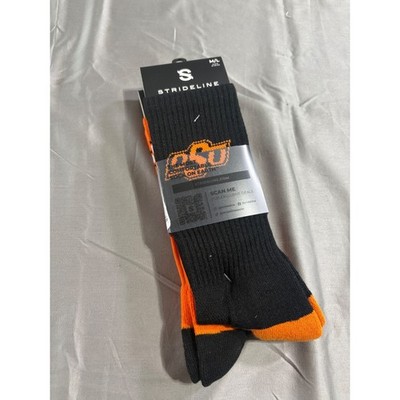 Strideline Oklahoma State OSU Cowboys Pokes 2 Pack Crew Socks Mens M/L 8-12 NEW