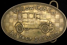 LK26179 VINTAGE YELLOW CAB COMPANY TAXI SOLID BRASS FANTASY COLLECTOR BUCKLE