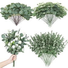 180 Pcs 3 Kinds Mixed Eucalyptus Leaves Stems Bulk Artificial Silver Dollar L...
