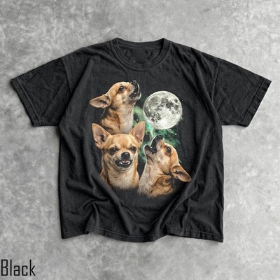 90s Three Chihuahuas T-Shirt Men & Women's Unisex Graphic Tee Full Moon Howl