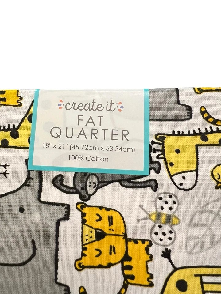 Lot Of 2 Create It Jungle Maize Fat Quarter 18x21 Fabric Animal Print Elephant - Image 2 of 4