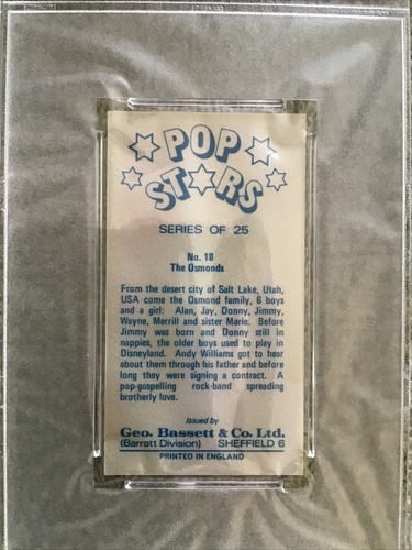 THE OSMOND Pop Stars Card #18 - PSA 8 - 1974 Geo. Bassett Co Pop Stars - Picture 4 of 4