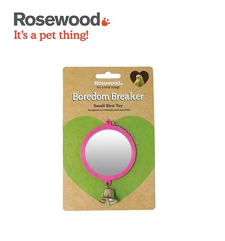 ROSEWOOD BOREDOM BREAKER MIRROR AND BELL SMALL BIRD BUDGIE CANARY TOY COLOURS