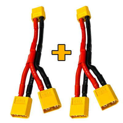 2 XT60 Adapterkabel Y Y-Kabel Parallel Lipo Akku Buchse Stecker 12AWG 10cm Kabel