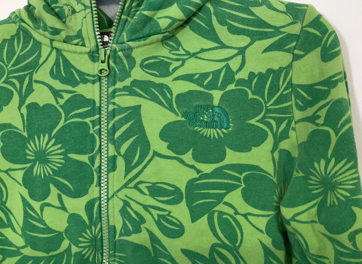 The North Face Women's Full Zip Green Hoodie w/Floral Design Size Medium |  eBay