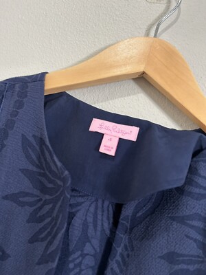NEW Lilly Pulitzer Shaylee Jacket True Navy Palm Paradise Puckered