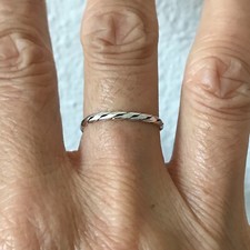 Sterling Silver Micro Twist Ring, Silver Rings, Stackable Ring, Silver Band