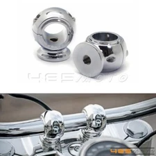 Chrome 1 1/4'' Handlebar Risers Mounting Clamps For Harley Dyna Softail Touring 