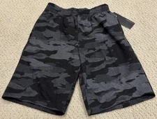 NWT Men’s Layer 8 Black Gray Camouflage Printed Knit Fleece Shorts ALL SIZES