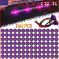 100 Pcs Side Marker Lights 3/4" Round Purple LED Truck Trailer Clearance Light