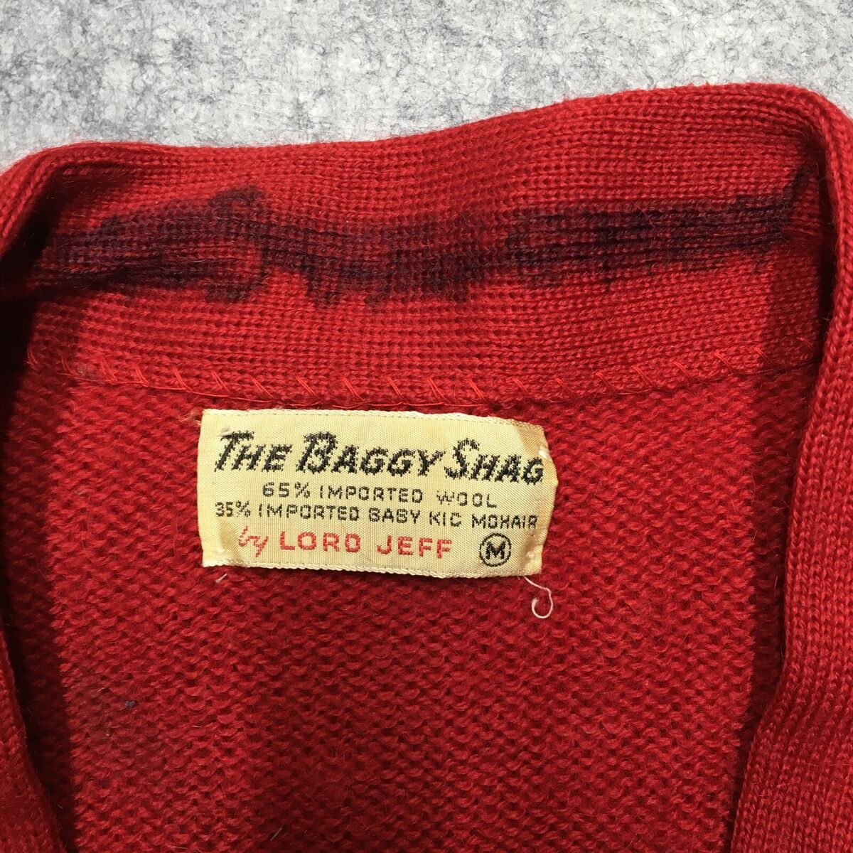 Vintage Lord Jeff The Baggy Shag Cardigan Sweater Mens M Red Vintage Lord Jeff The Baggy Shag Cardigan Sweater Mens M Red