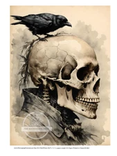 Skeleton with Crow | A4 8.3" x 11.7" | Halloween Rice Paper | Decoupage Central