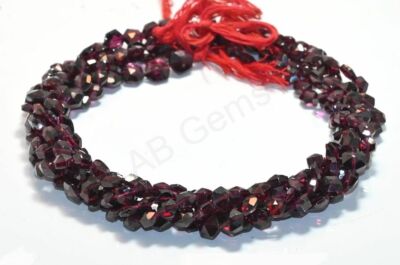 Garnet Hexagon Shape Beads, Garnet Faceted Six Corner Beads 5-7 MM 13''