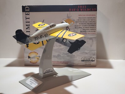 置物 40s vintage plane Europe Gearbox US Navy 1941 F4F-3 Wildcat USS Wasp CV-7 Diecast WWII