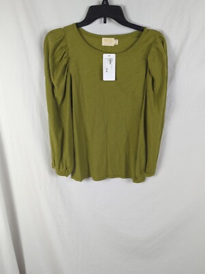 Nation LTD $101 Cecilia Top In Olive Balloon Sleeve Women's Size Small