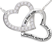 Alov Jewelry Sterling Silver my Dear Wife Love Holds Our Hearts Together Doubl Alov Jewelry Sterling Silver my Dear Wife Love Holds Our Hearts Together Doubl