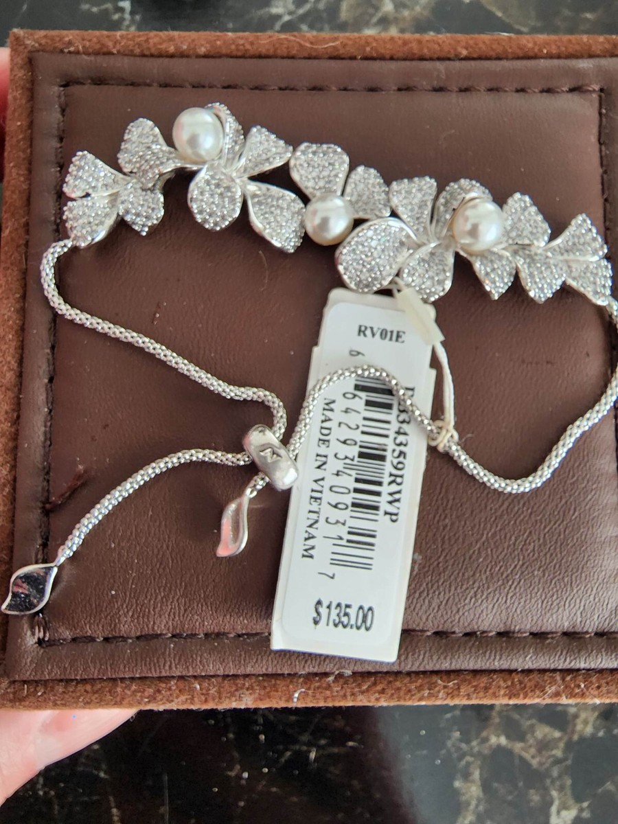 Eliot Danori Pearl Crystal Pave Flower Rhodium NWT,