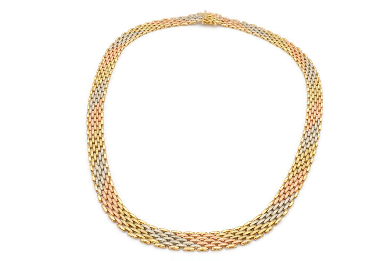 14k Yellow Gold Panther Link Necklace 17.5