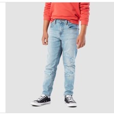 Levi's Denizen Taper Jeans, Youth Size 16 Reg, Distressed Blue Light Wash