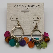 Erica Lyons Multi-Color Dangle Earrings Brand New On Card