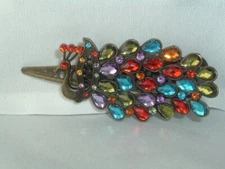 MULTI COLOR JEWELED LUCITE PEACOCK DUCK BILL HAIR CLIP 
