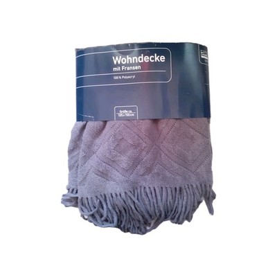Home Ideas Wohndecke mit Fransen Decke Kuscheldecke Couchdecke 125x150 cm grau