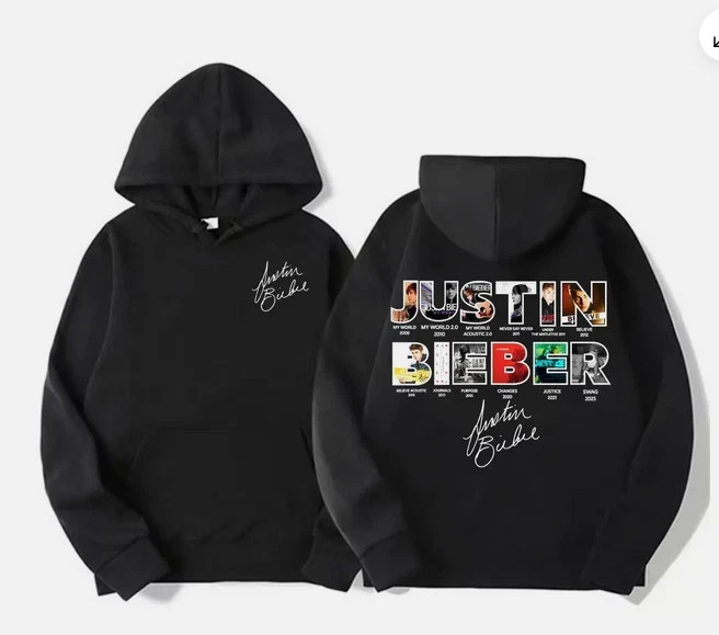 値下げ Justin bieber official sleeveなど2set Justin Bieber Album Cover 2025 Hoodie Double-Sided For Fans