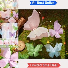 Butterfly Wall Decor Set of 4 Waterproof PET Plastic Hanging Ornaments for