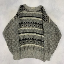 Vintage Knitted Jumper Abstract Patterned Grandad Knit Sweater Men's M
