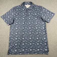 Vineyard Vines performance polo shirt men's medium blue short sleeve geometric