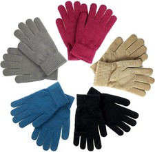 Warm Knit Stretch Gloves for Adults Men Women Teens 5 Pairs Winter Magic Thermal