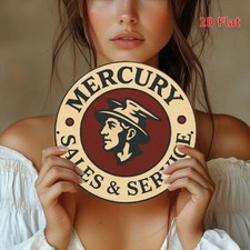 Mercury Service Round Tin Metal Signs Home Dcor 8x8 Vintage Gas Station Desi