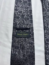 Patrick Francis Pure Silk Ancient Letters Tie Black Gray
